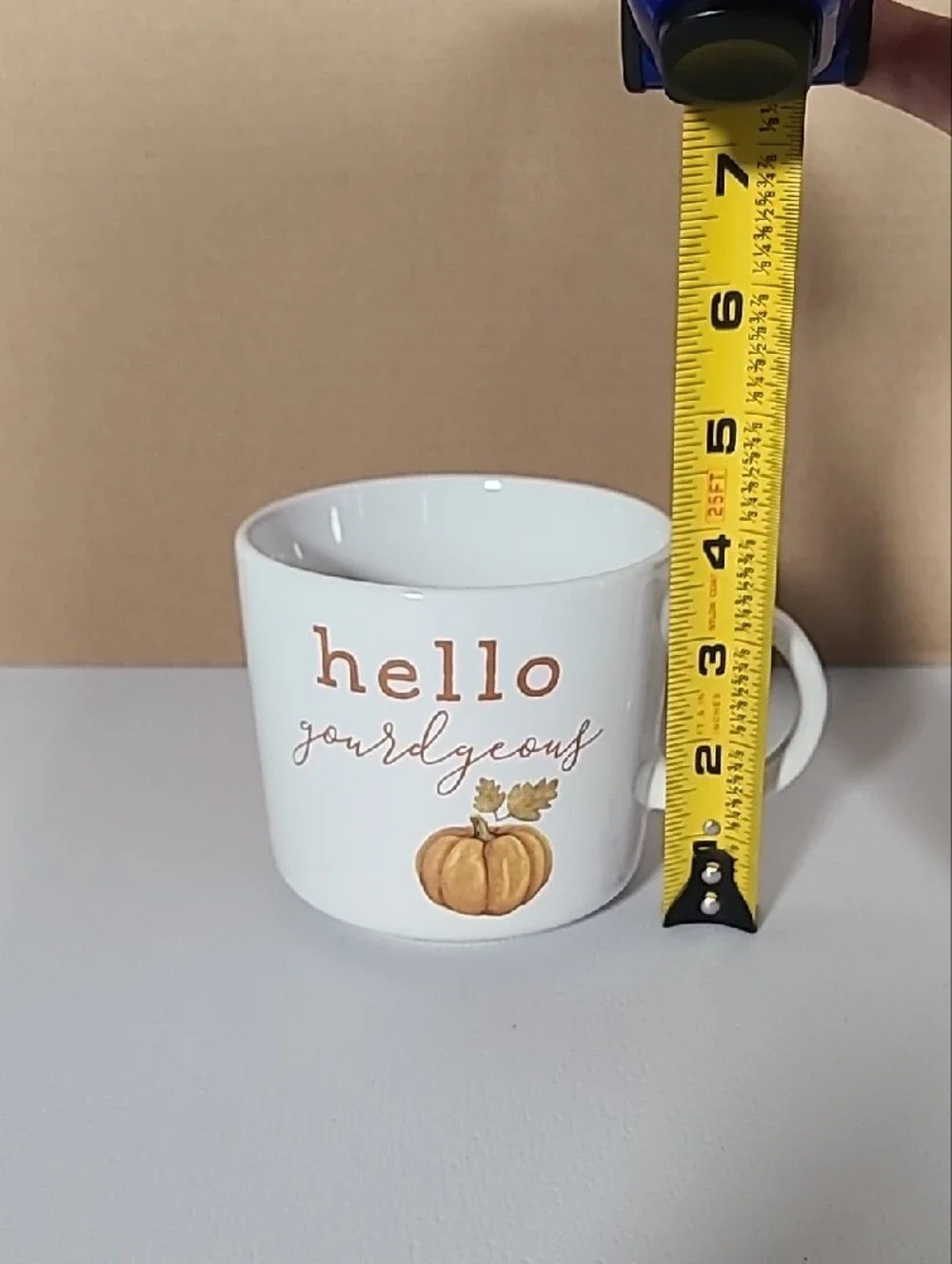 Holiday Home Hello Gourdgeous White Pumpkin Ceramic Mug Fall Decor